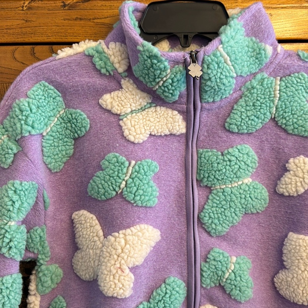 Lucky Brand Girls Plush Butterfly Front Zip Jacket - Picture 4 of 6